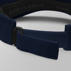 Back view of a navy blue premium padel visor showing the adjustable strap.