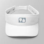 Front view of a white premium padel visor with a grey embroidered 'Après Padel Society' logo.