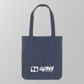 Front view of a premium navy padel tote bag with the white 'Après Padel Society' logo. 