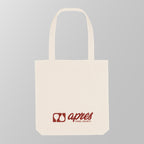 Front view of a premium cream padel tote bag with the red 'Après Padel Society' logo. 