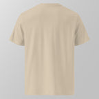 Back view of an ecru relaxed fit oversized unisex padel t-shirt.