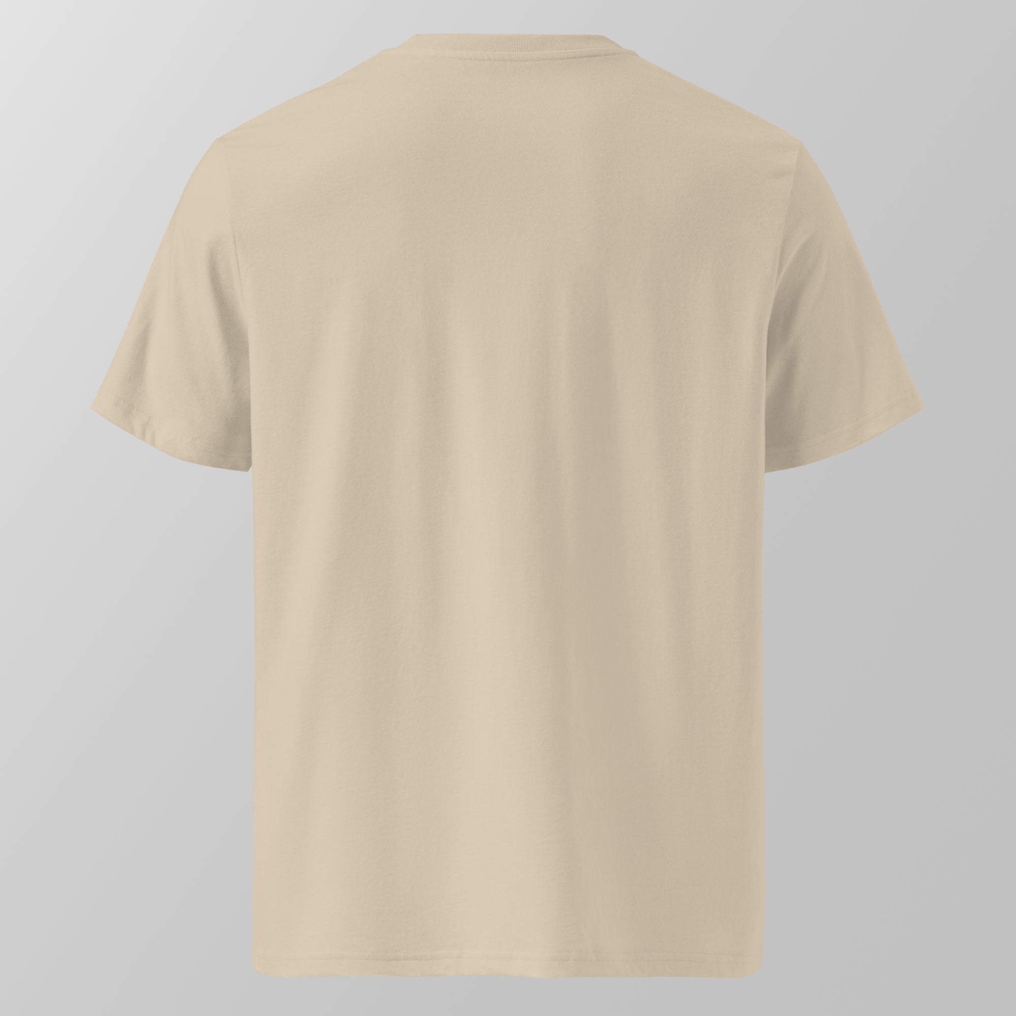 Back view of an ecru relaxed fit oversized unisex padel t-shirt.