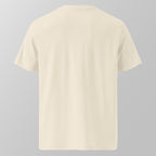 Back view of a cream relaxed fit oversized unisex padel t-shirt.