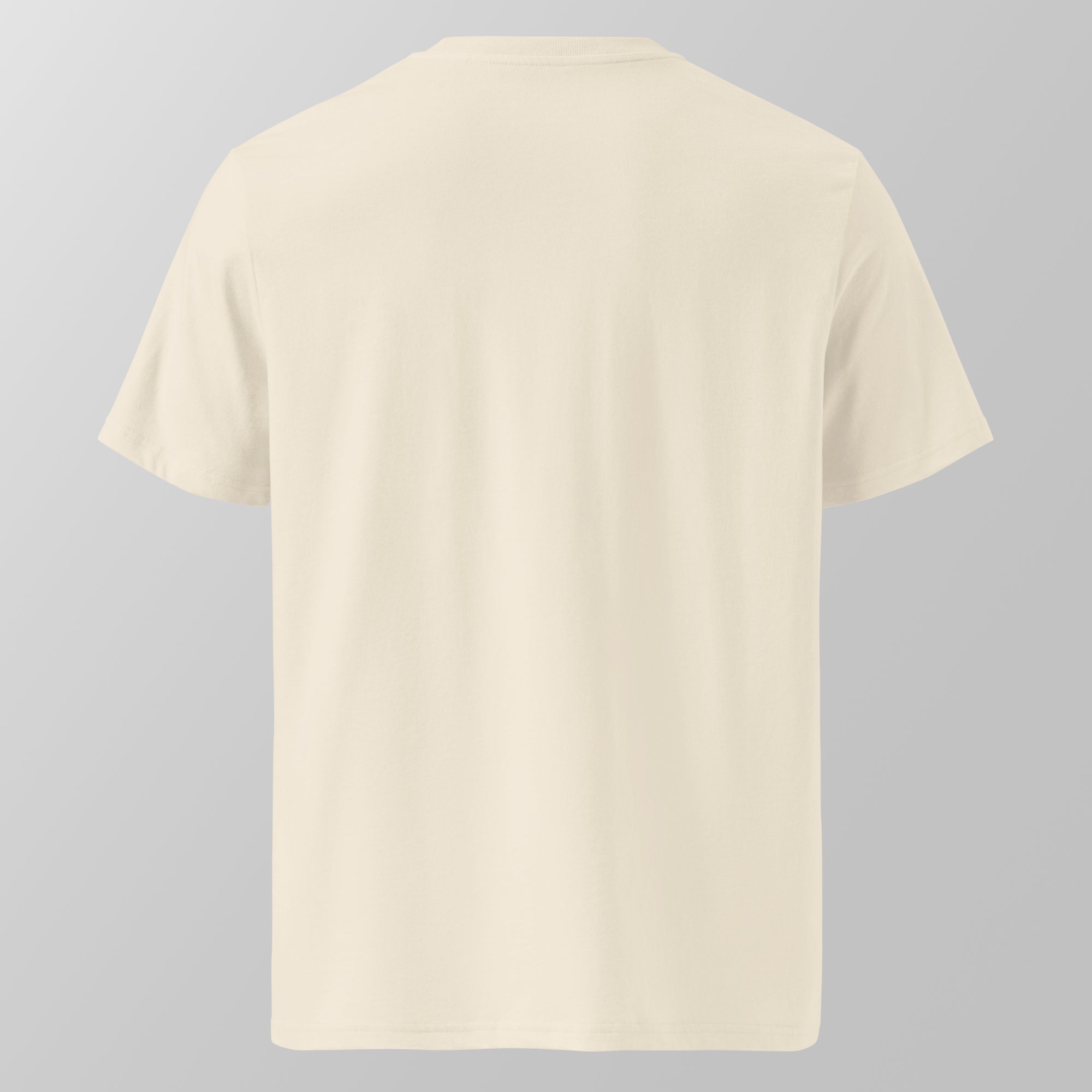 Back view of a cream relaxed fit oversized unisex padel t-shirt.