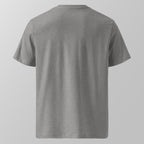Back view of a heather grey relaxed fit oversized unisex padel t-shirt.