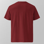 Back view of a maroon relaxed fit oversized unisex padel t-shirt.
