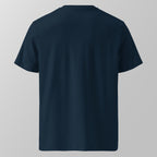 Back view of a navy blue relaxed fit oversized unisex padel t-shirt.