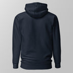 Back view of a navy blue padel hoodie.