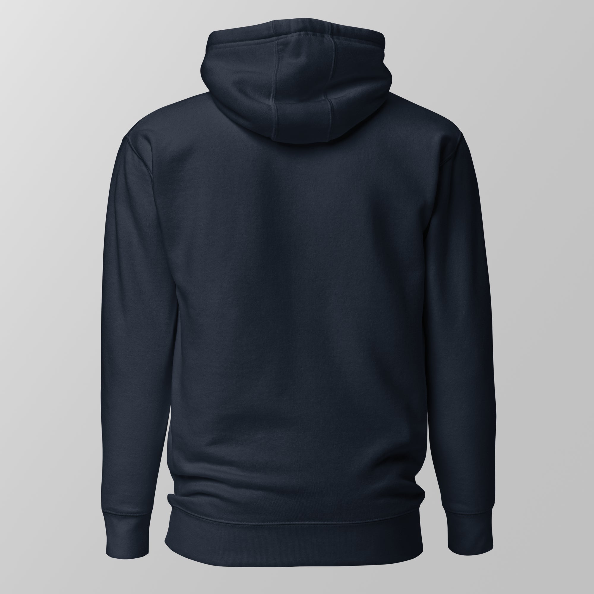 Back view of a navy blue padel hoodie.
