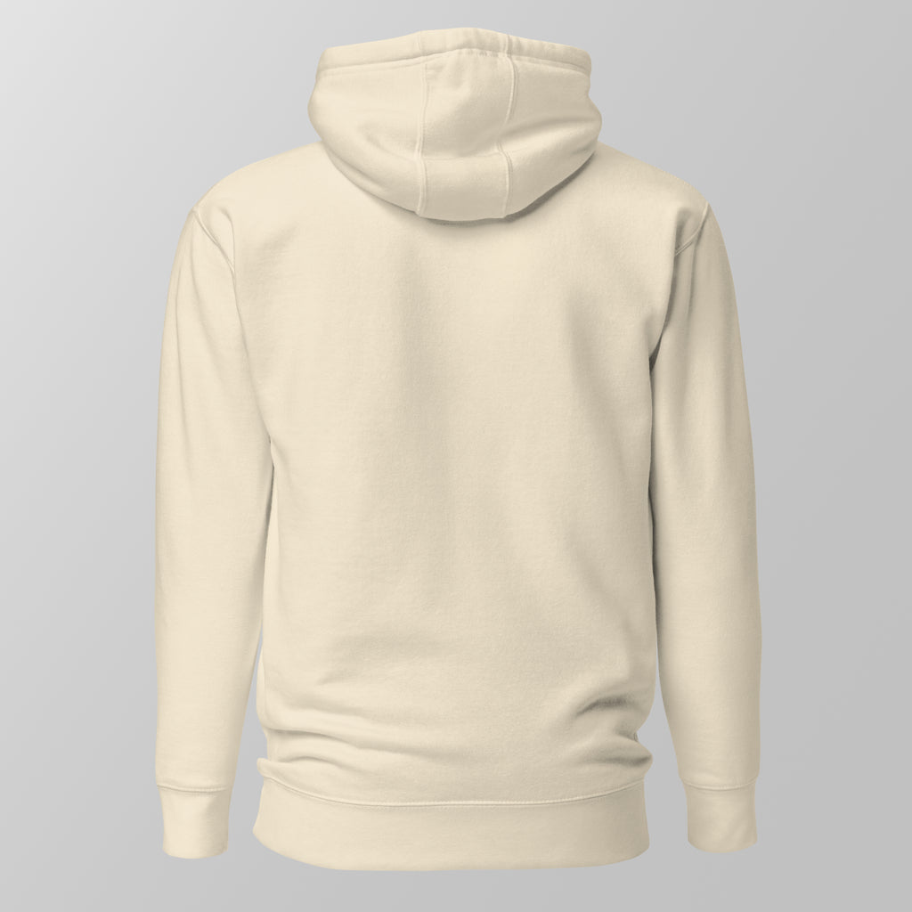 Back view of a cream padel hoodie.