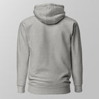 Back view of a heather grey padel hoodie.