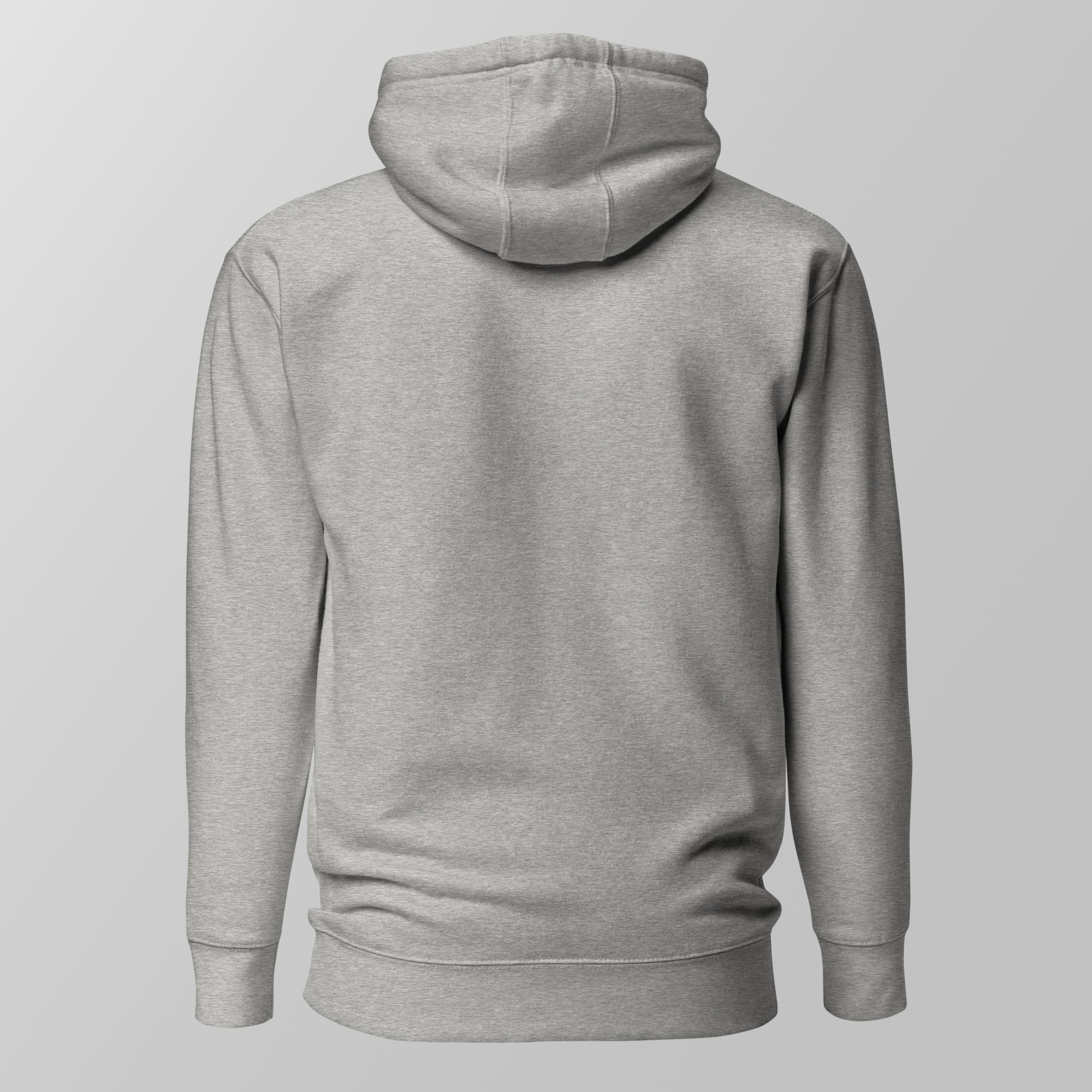 Back view of a heather grey padel hoodie.