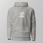 Front view of a heather grey padel hoodie featuring a white 'Après Padel Society' logo on the chest.